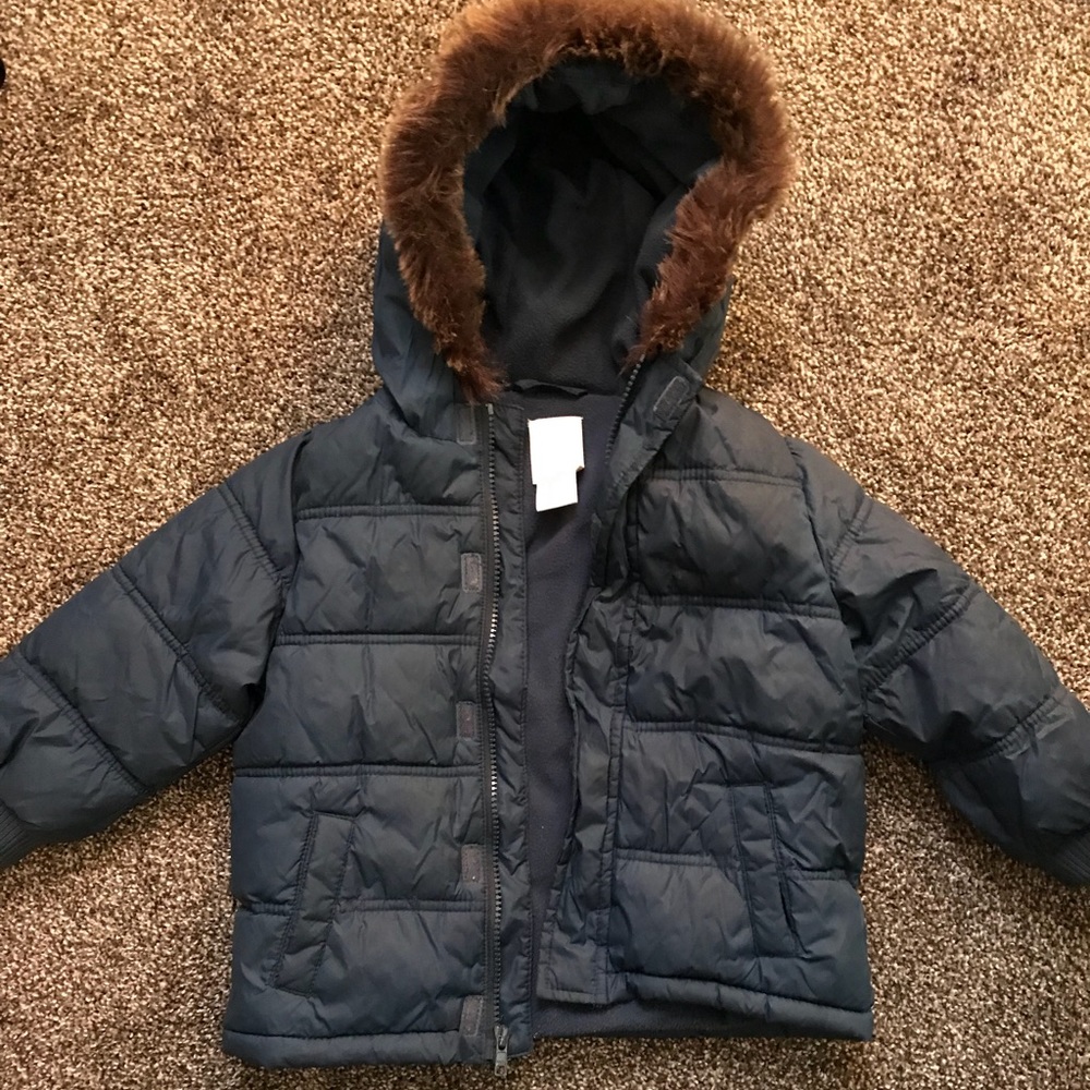 Blue coat with fur hood